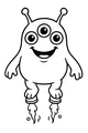 Free Monster Coloring Page - Three-Eyed Alien With Rocket Boots (Printable PDF)