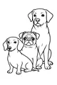 Free Dog Friends Coloring Page - Three Pals Sitting Together (Printable PDF)