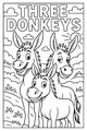 Free Donkey Coloring Page - Three Cheery Donkeys in a Sunny Field (Printable PDF)