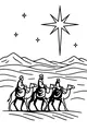 Free Three Wise Men Coloring Page - Magi Following the Star of Bethlehem (Printable PDF)