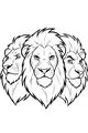 Free Lion Coloring Page - Three Mighty Lion Faces Together (Printable PDF)