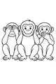 Free Monkey Coloring Page - Three Wise Monkeys in a Row (Printable PDF)