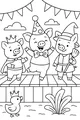 Free Piglet Coloring Page - Costume Parade On Stage (Printable PDF)