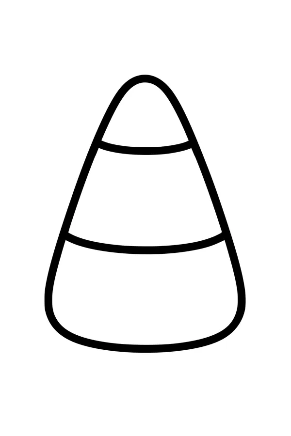 Free Candy Corn Coloring Page - Simple Three-Stripe Halloween Treat (Printable PDF)