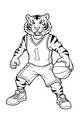 Free Tiger Coloring Page - Cartoon Basketball Mascot (Printable PDF)
