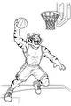 Free Tiger Coloring Page - Muscular Tiger Slam Dunking a Basketball (Printable PDF)