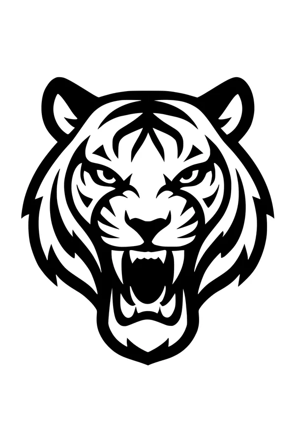 Free Tiger Coloring Page - Roaring Jungle King Close-Up (Printable PDF)