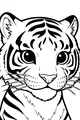 Free Tiger Coloring Page - Big-Eyed Cub Close-Up (Printable PDF)