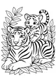 Free Tiger Coloring Page - Mother Tiger With Playful Cub (Printable PDF)
