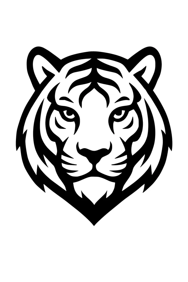 Free Tiger Coloring Page - Majestic Striped Tiger Face (Printable PDF)