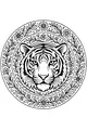 Free Tiger Coloring Page - Mandala Jungle Flower Circle (Printable PDF)