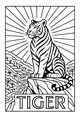 Free Tiger Coloring Page - Bold Tiger on Jungle Cliff (Printable PDF)