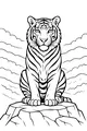 Free Tiger Coloring Page - Majestic Tiger on Rocky Mountain (Printable PDF)