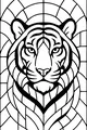 Free Tiger Coloring Page - Mosaic Jungle Tiger Face (Printable PDF)