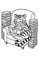 Free Tiger Coloring Page - Book-Loving Tiger Reading in a Cozy Chair (Printable PDF)