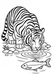 Free Tiger Coloring Page - Thirsty Tiger by the Riverbank (Printable PDF)