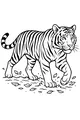 Free Tiger Coloring Page - Striped Tiger Walking Through Leaves (Printable PDF)