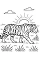 Free Tiger Coloring Page - Striped Tiger at Sunrise (Printable PDF)