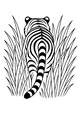 Free Tiger Coloring Page - Walking Through Tall Grass From Behind (Printable PDF)