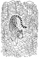 Free Tiger Coloring Page - Walking Through Ancient Stone Ruins (Printable PDF)