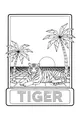 Free Tiger Coloring Page - Sunset Jungle Lounge Scene (Printable PDF)