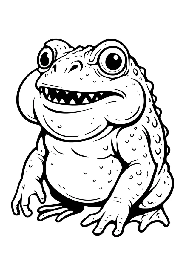 Free Monster Toad Coloring Page - Big-Eyed Toothy Bog Buddy (Printable PDF)