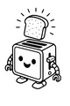 Free Toaster Robot Coloring Page - Happy Toast-Bot Popping Up (Printable PDF)