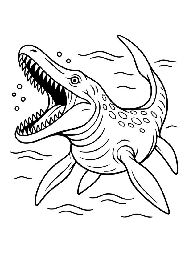 Free Kraken Coloring Page - Toothy Sea Monster in Bubbly Waves (Printable PDF)