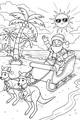 Free Santa Claus Coloring Page - Tropical Beach Sleigh Ride With Kangaroos (Printable PDF)