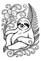Free Sloth Coloring Page - Smiling Sloth in Jungle Vines (Printable PDF)