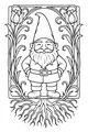 Free Gnome Coloring Page - Smiling Garden Gnome in Tulip Frame (Printable PDF)