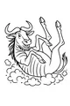 Free Wildebeest Coloring Page - Cartoon Gnu Rolling in Dust (Printable PDF)