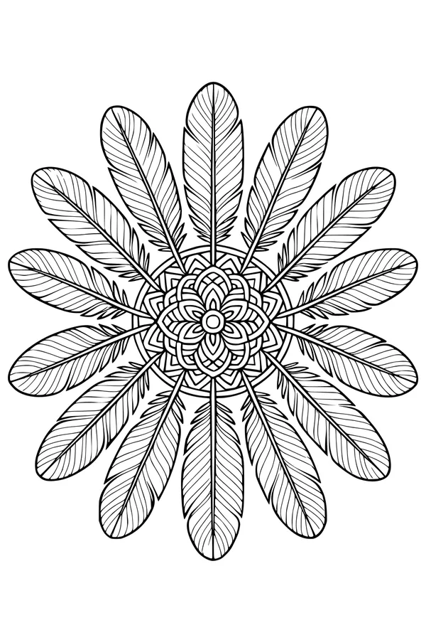 Free Turkey Mandala Coloring Page - Feather Tail Bloom Design (Printable PDF)