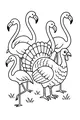 Free Thanksgiving Turkey Coloring Page - Flamingo Parade Scene (Printable PDF)
