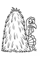 Free Turkey Coloring Page - Silly Thanksgiving Turkey Hiding Behind Haystack (Printable PDF)