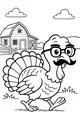 Free Thanksgiving Turkey Coloring Page - Fancy Farm Stroll With Glasses (Printable PDF)