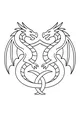 Free Dragon Coloring Page - Twin Celtic Knot Emblem (Printable PDF)