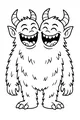 Free Monster Coloring Page - Two-Headed Furry Giggle Twins (Printable PDF)