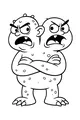 Free Two-Headed Monster Coloring Page - Grumpy Cartoon Creature (Printable PDF)