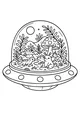 Free UFO Alien Terrarium Coloring Page - Garden Dome In Space (Printable PDF)