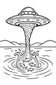Free UFO Coloring Page - Spiral Tractor Beam Over Lake (Printable PDF)