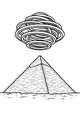 Free UFO Coloring Page - Swirly Saucer Over Egyptian Pyramid (Printable PDF)