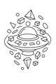 Free UFO Spaceship Coloring Page - Flying Saucer in a Shape Storm (Printable PDF)