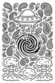 Free UFO Coloring Page - Saucer Over Swirly Space Portal (Printable PDF)