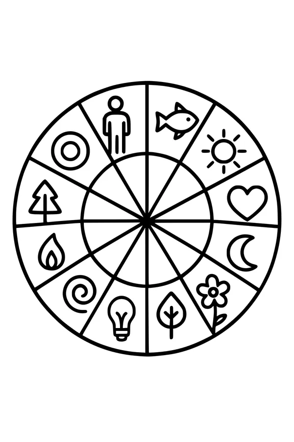 Free UFO Control Panel Coloring Page - Alien Signal Wheel Icons (Printable PDF)