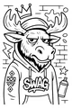 Free Moose Coloring Page - Urban Graffiti Swag Style (Printable PDF)