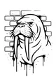 Free Walrus Coloring Page - Graffiti Walrus King With Brick Wall (Printable PDF)