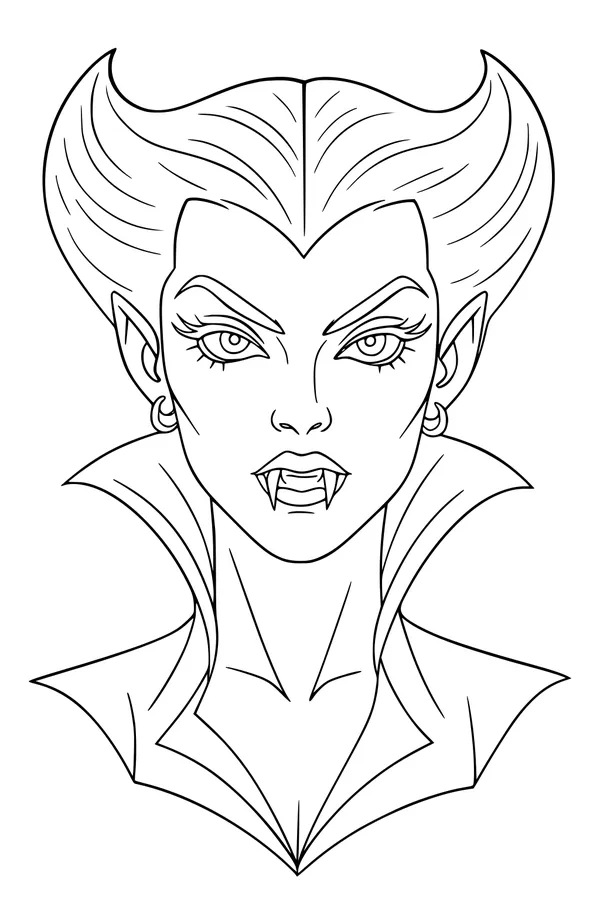 Free Vampire Girl Coloring Page - Elegant Halloween Portrait (Printable PDF)