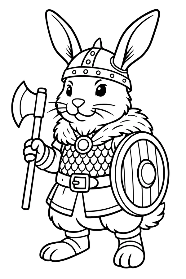 Free Rabbit Coloring Page - Brave Bunny Knight in Armor (Printable PDF)