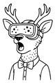 Free Deer Coloring Page - Surprised Deer With VR Headset (Printable PDF)